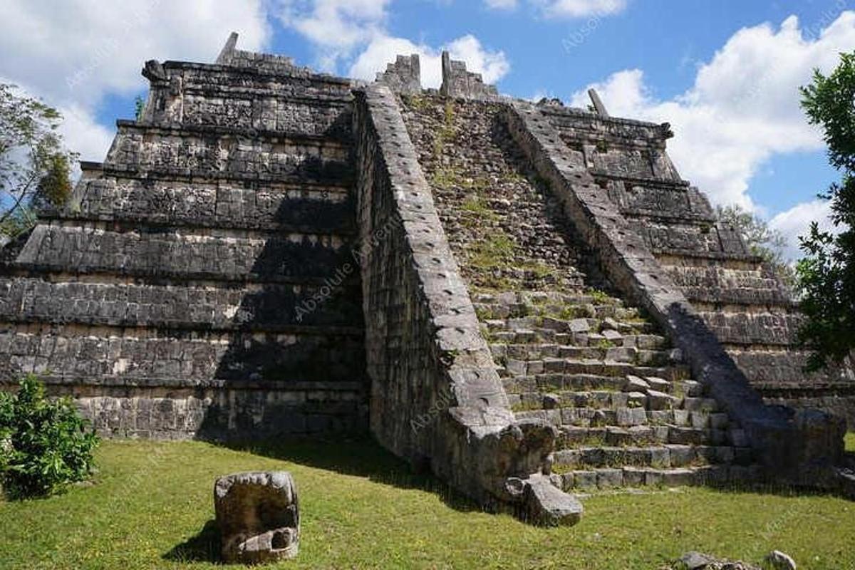 an ancient pyramid at an archaeological site