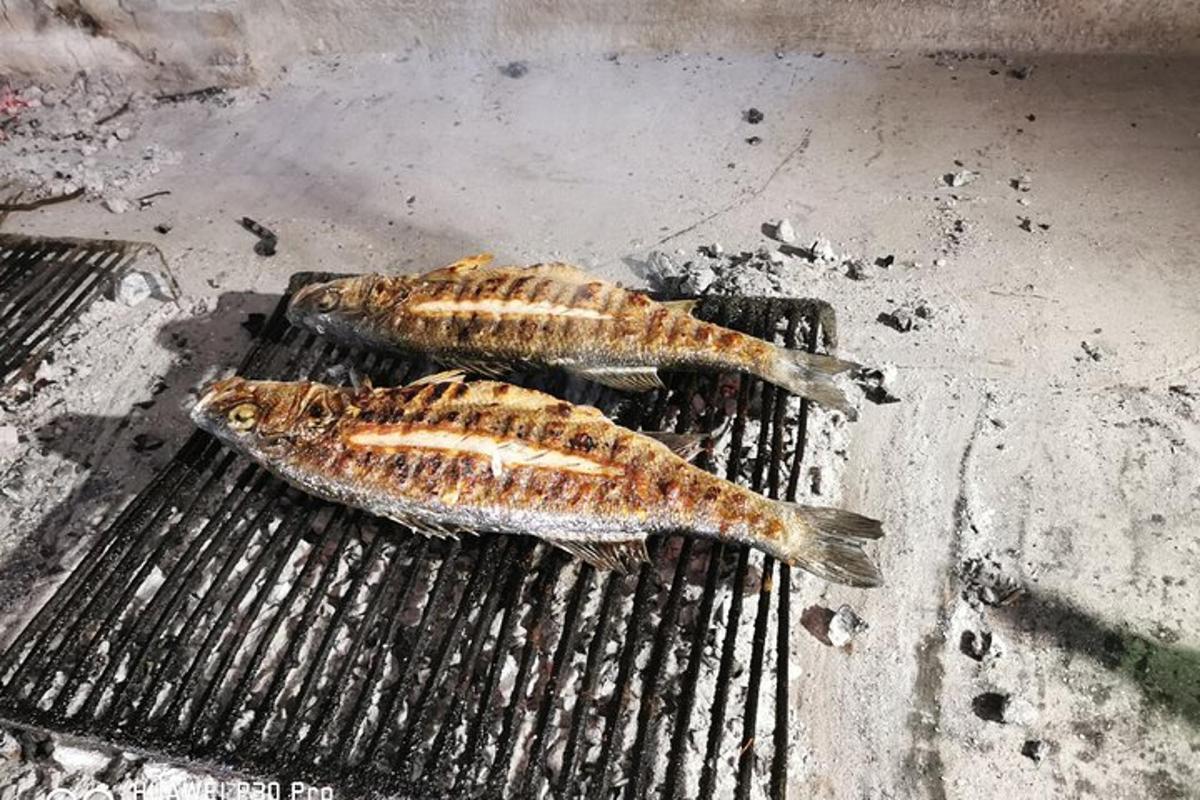 twee vissen liggen op een grill