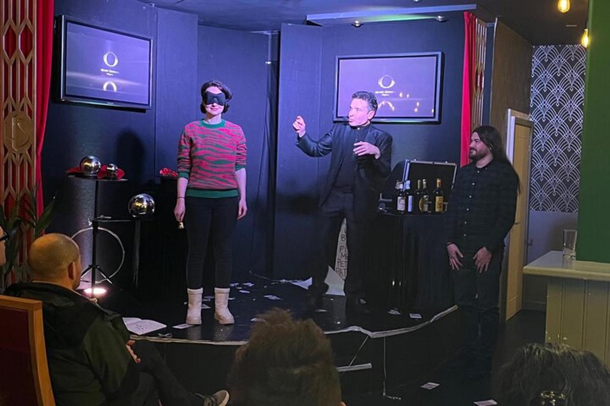 a man and a woman standing on a stage