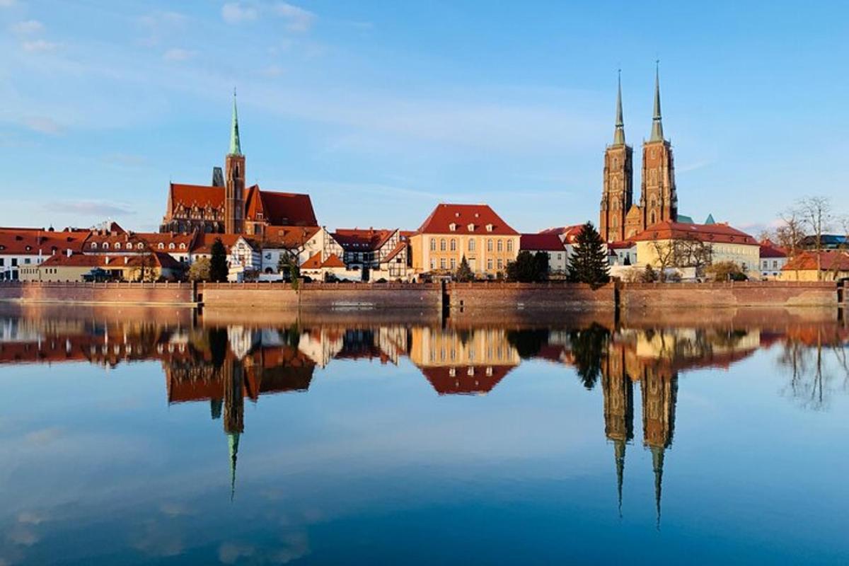 a view of a city with a reflection in the water