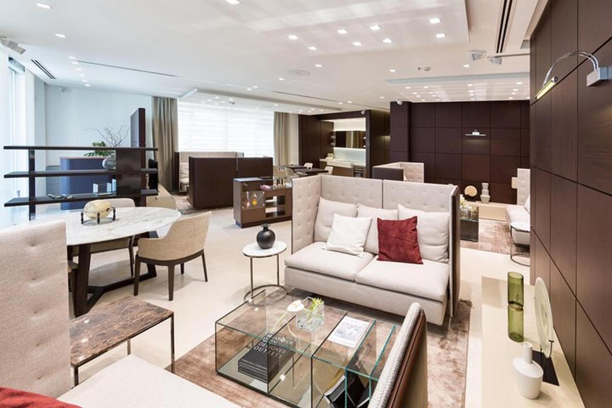 a living room with a couch and a table