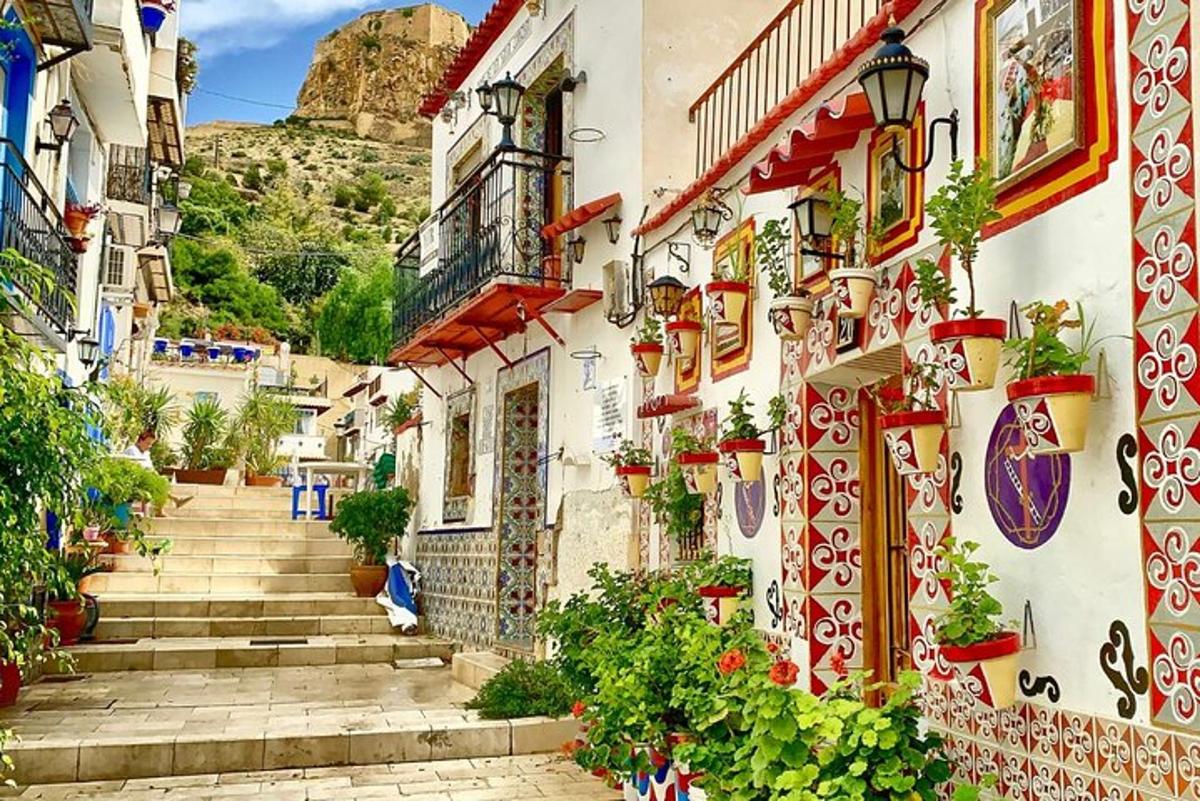 μια ομάδα κτιρίων με φυτά και λουλούδια πάνω τους