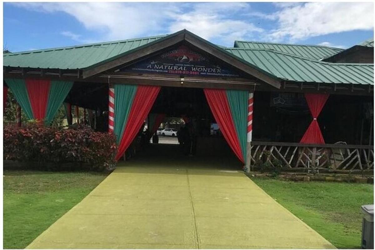 a garage with a car driving through it