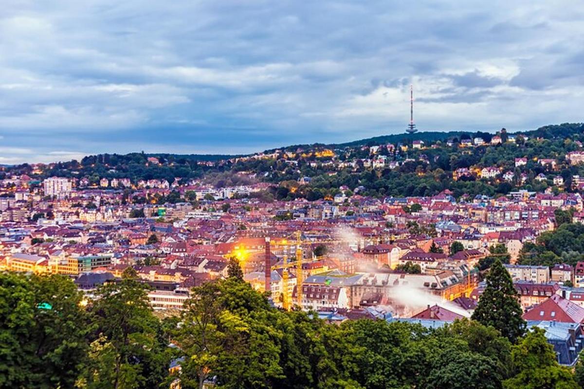 a view of a city at night with lights