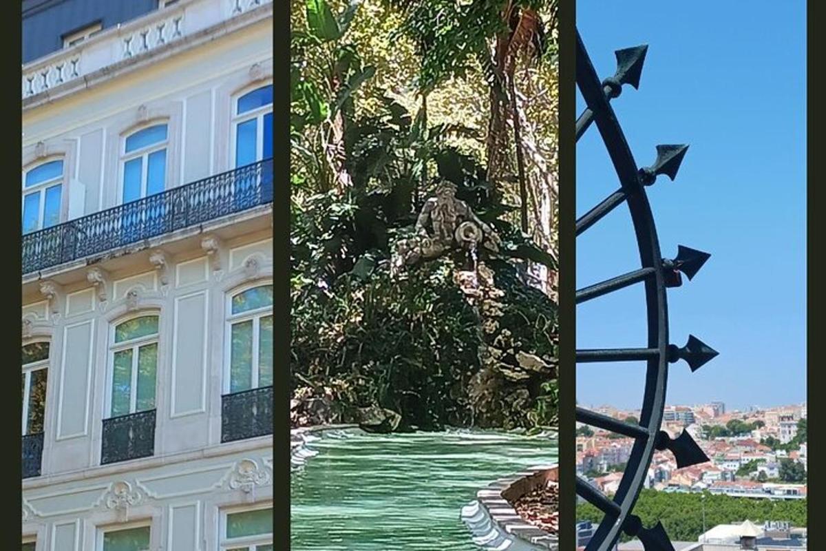 two pictures of a building with a tree