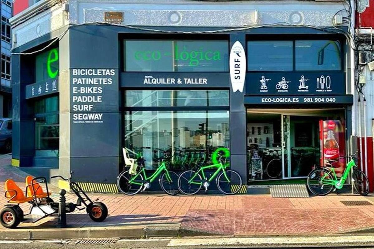 a store front with bikes parked outside of it