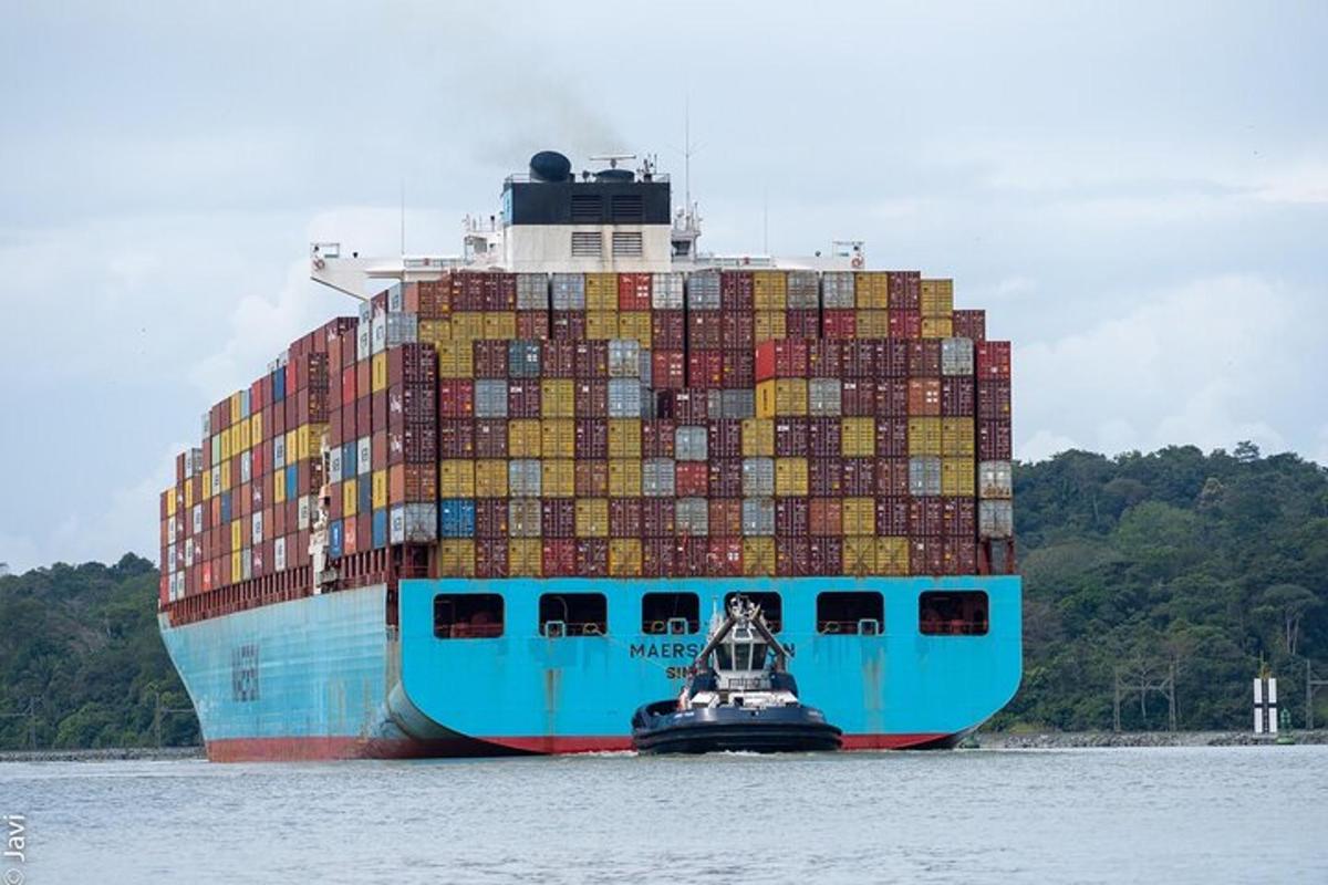 a large container ship on a body of water