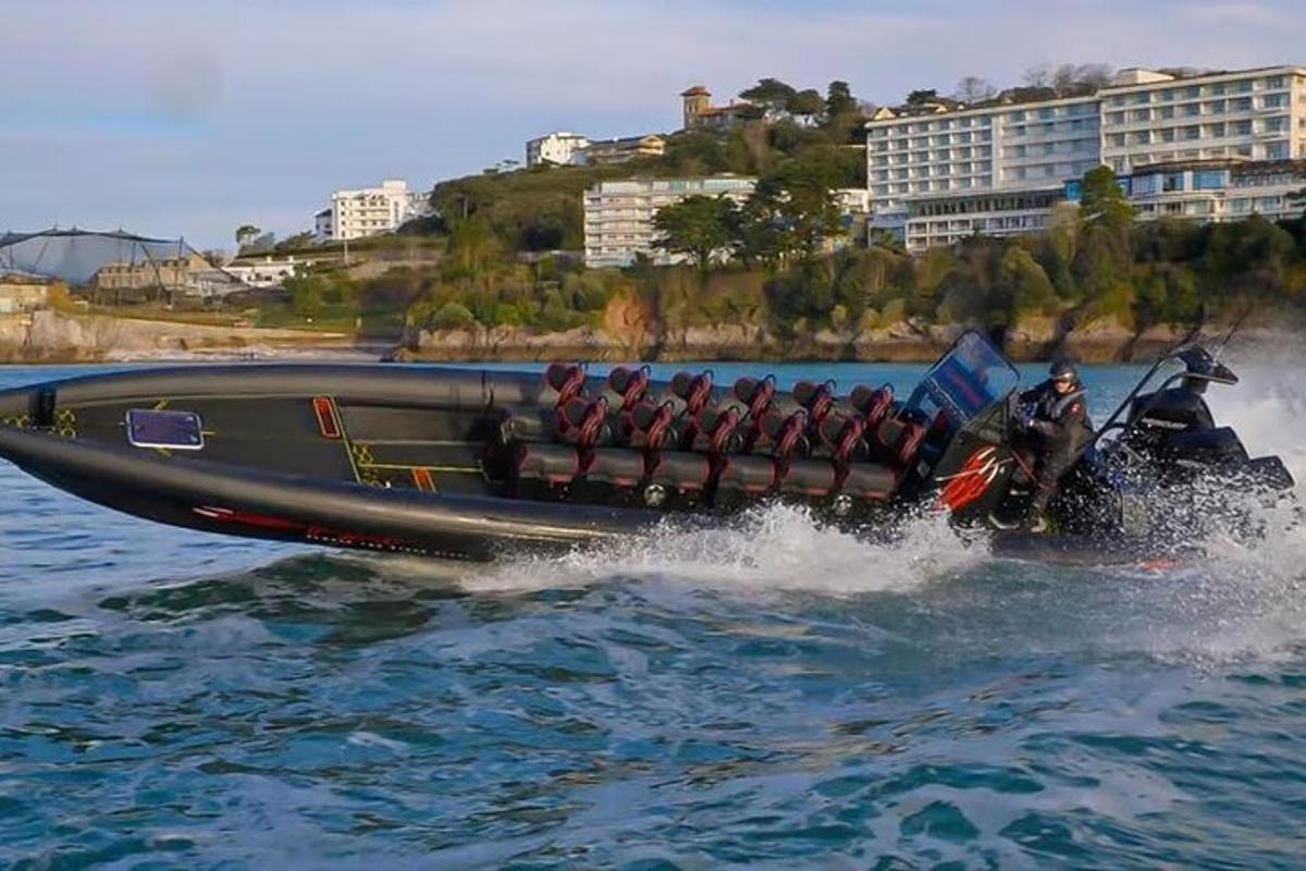a boat in the water with people on it