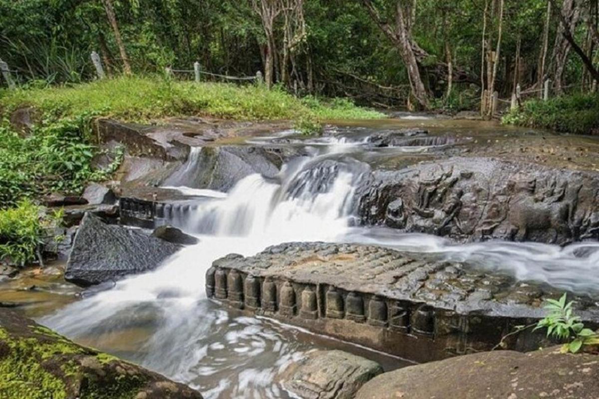 un flusso d'acqua che scorre sulle rocce in una foresta