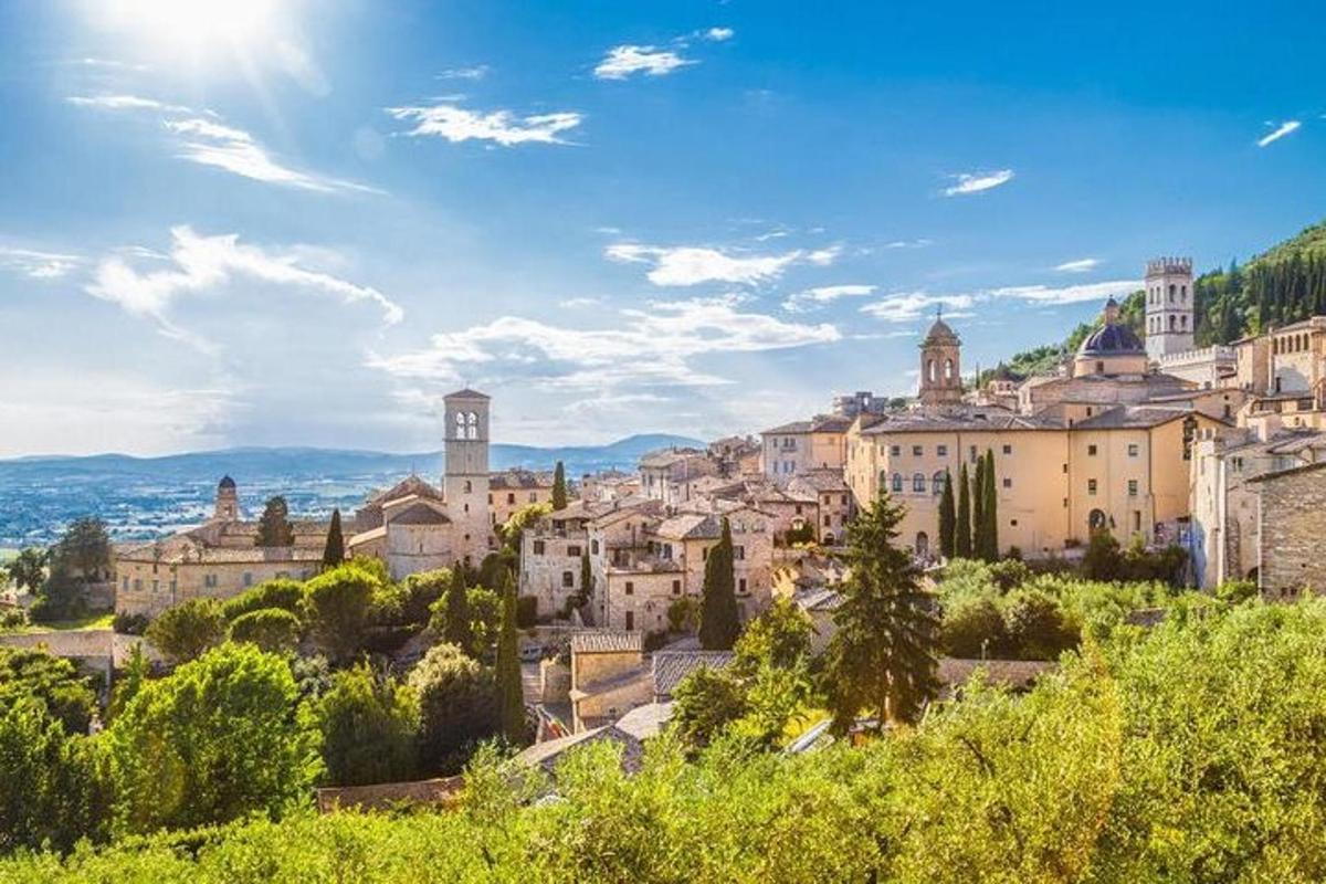 un paesaggio urbano di una città con edifici su una collina