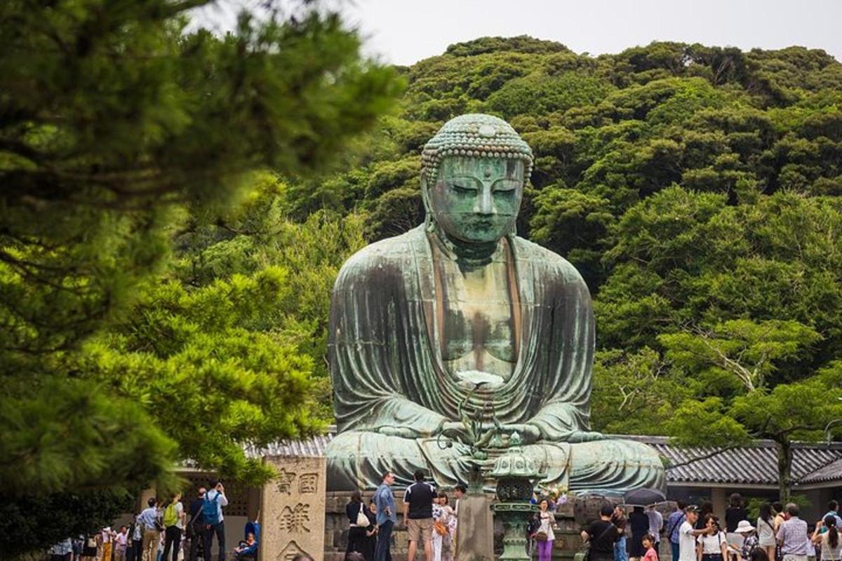 una gran estatua de un Buda en un parque