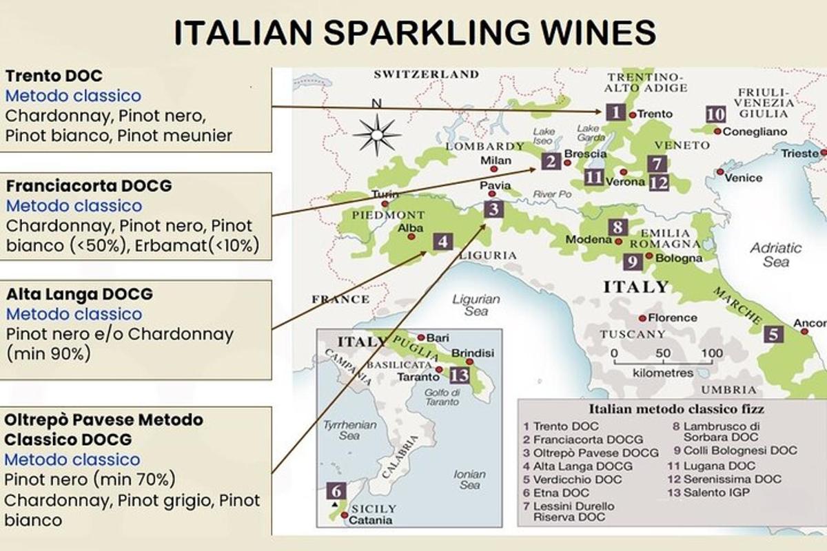 mapa italských šumivých vín