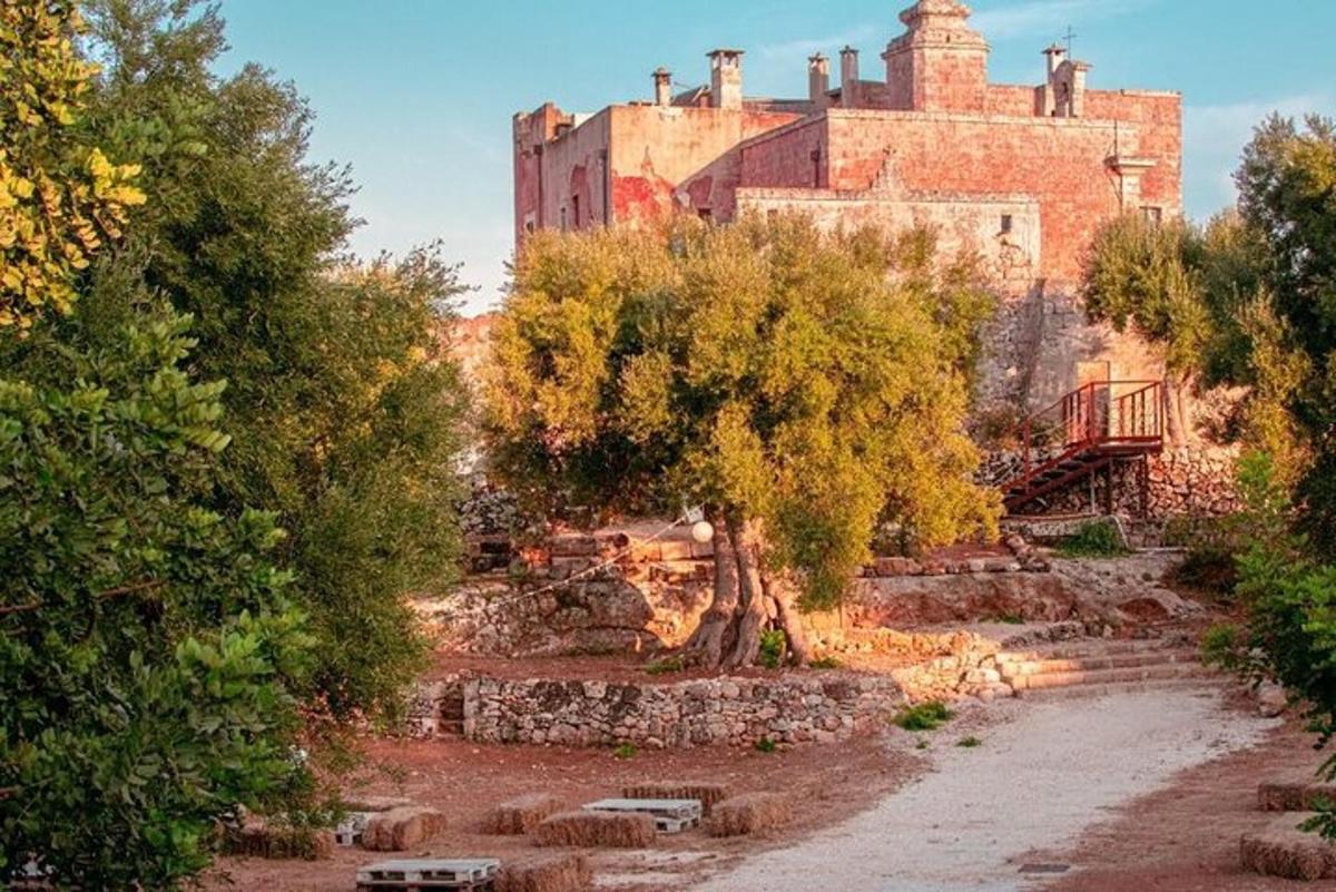 an old castle with a tree in front of it