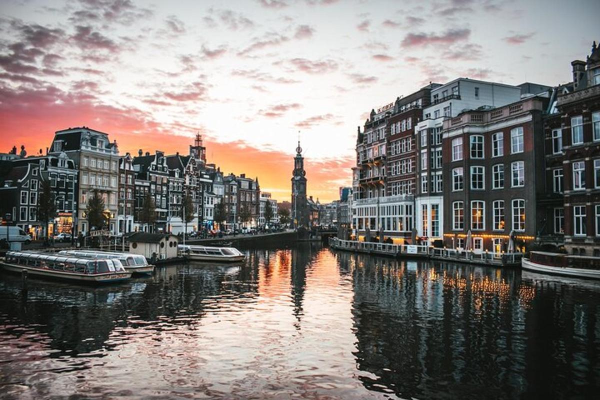 una vista di un fiume con edifici e una città