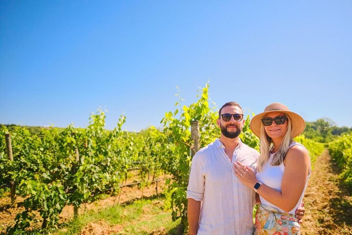 muž a žena stojící před vinicí