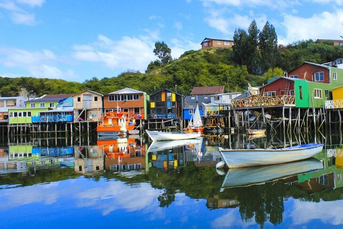 a group of colorful houses and boats in the water