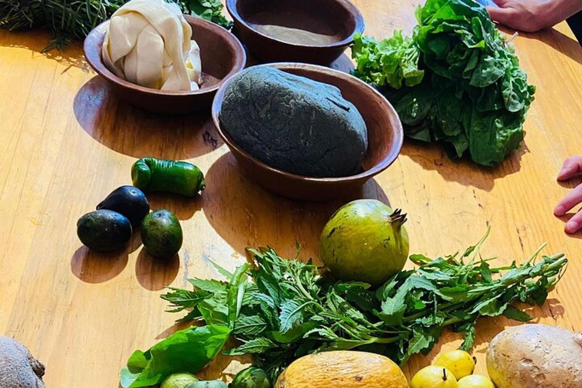 a bunch of vegetables on a wooden table