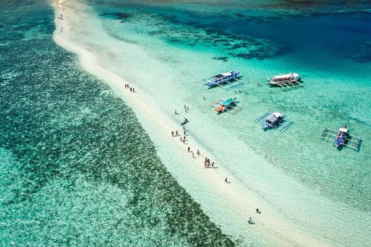 an overhead view of a beach with people in the water