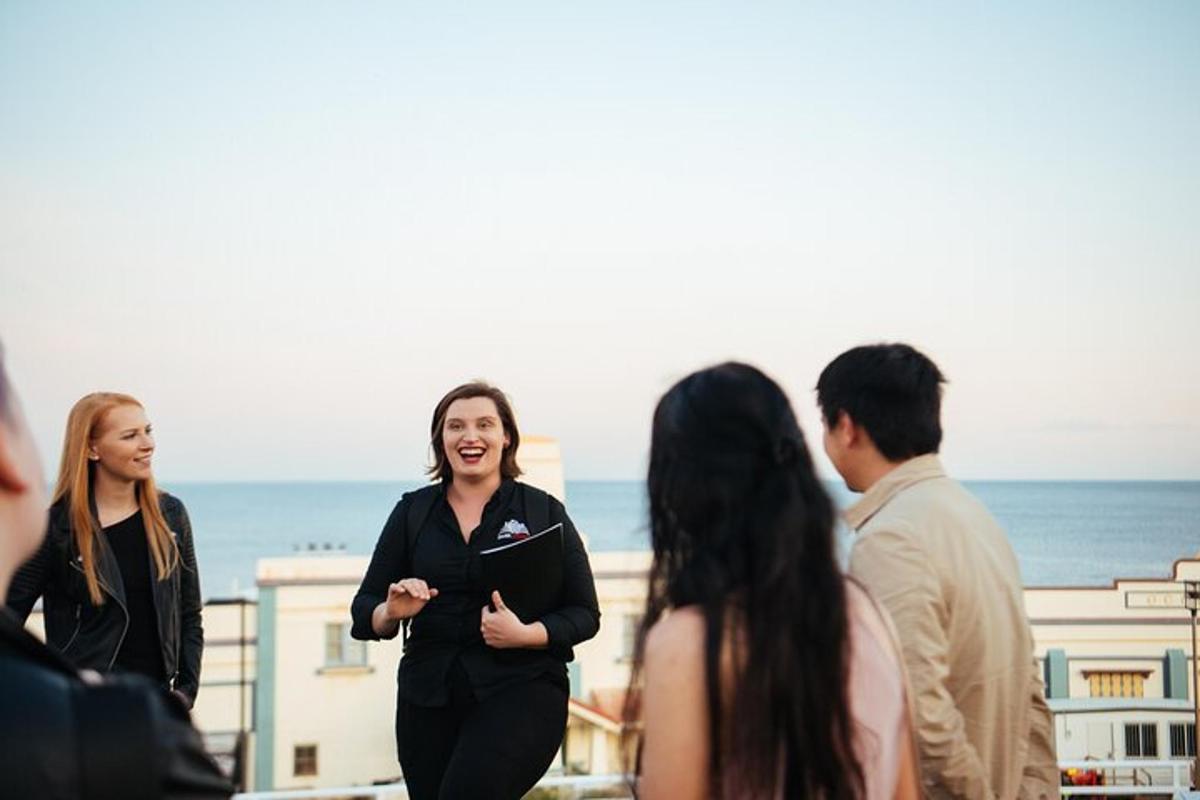 a group of people standing on a roof