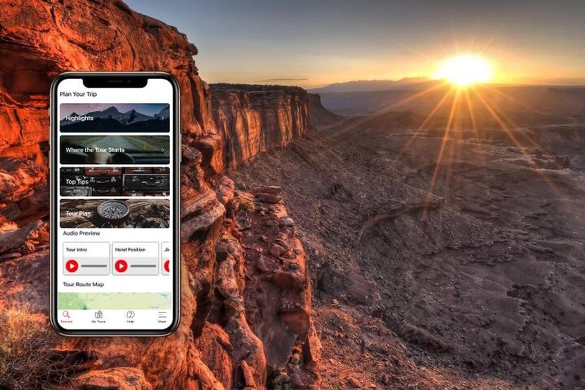 a cell phone sitting on top of a canyon