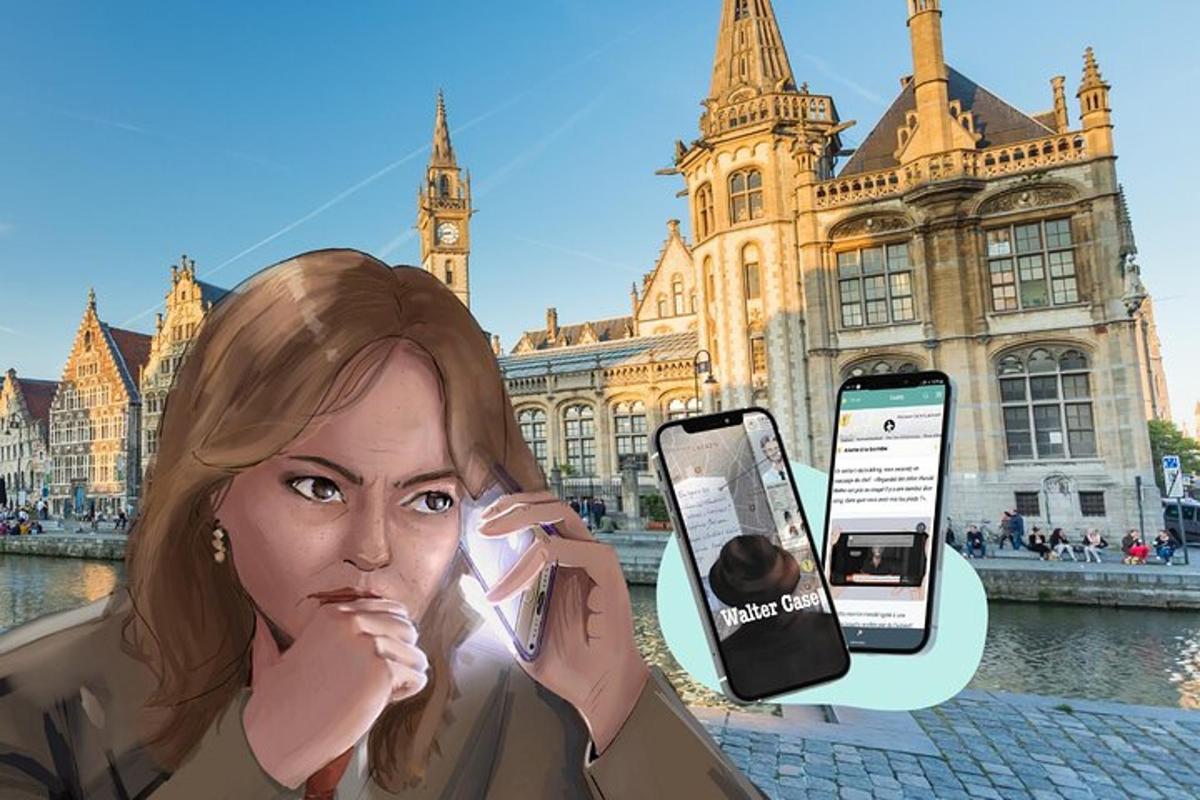una donna che parla al cellulare davanti a un edificio