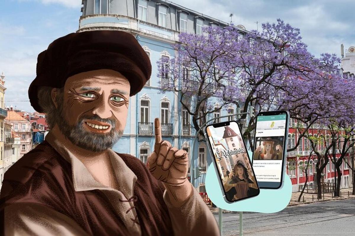 Una pintura de un hombre señalando una revista.
