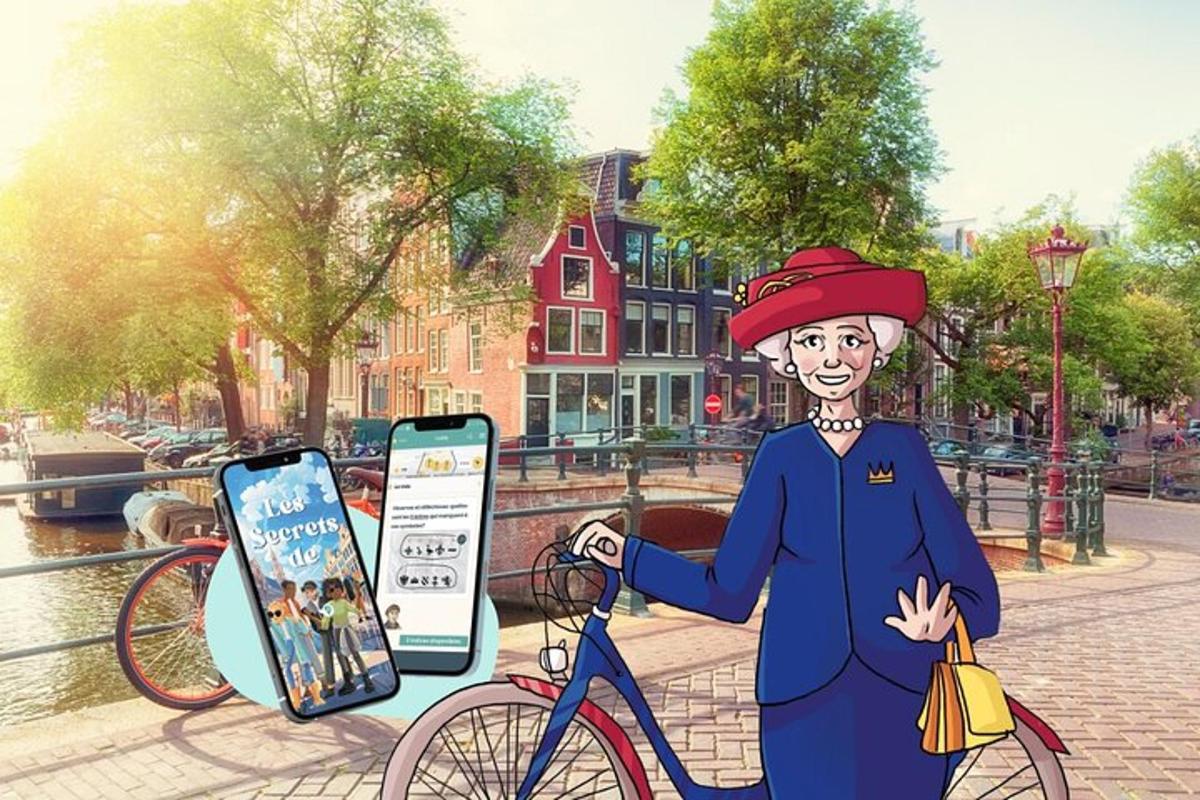 una il·lustració d'una dona gran anant en bicicleta