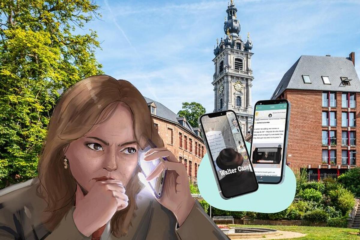 une peinture d'une femme avec deux téléphones portables