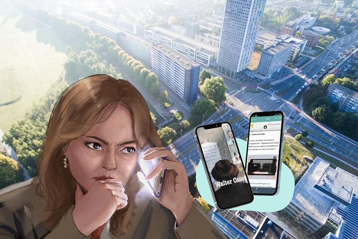 una foto di una donna con due cellulari