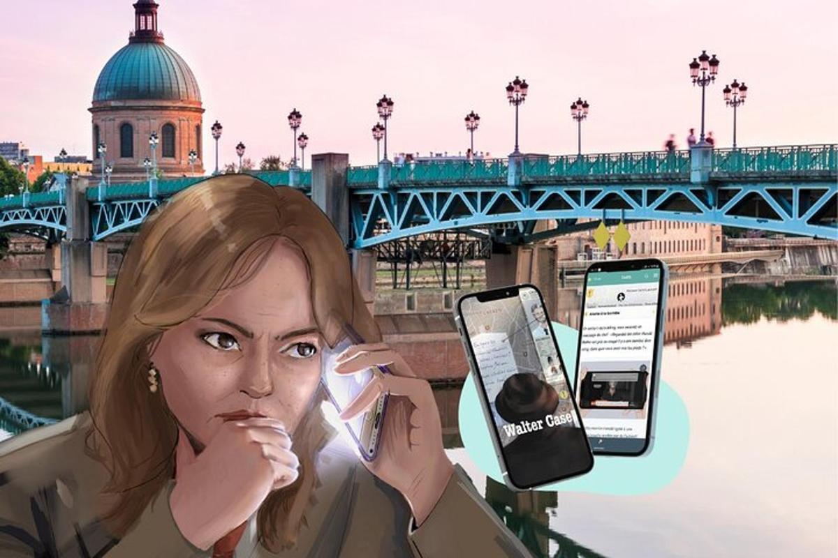 sieviete tur rokās divus mobilos telefonus blakus tiltam