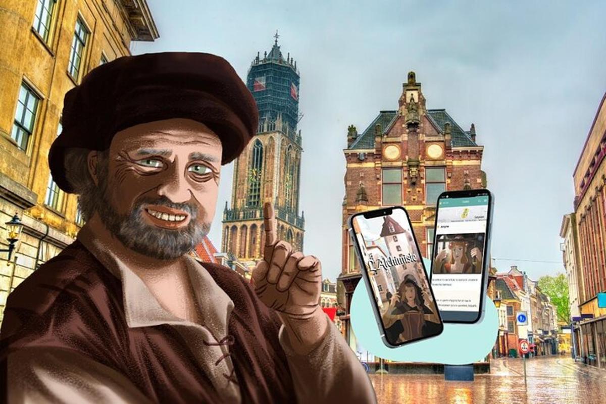 lukisan seorang lelaki memegang telefon bimbit