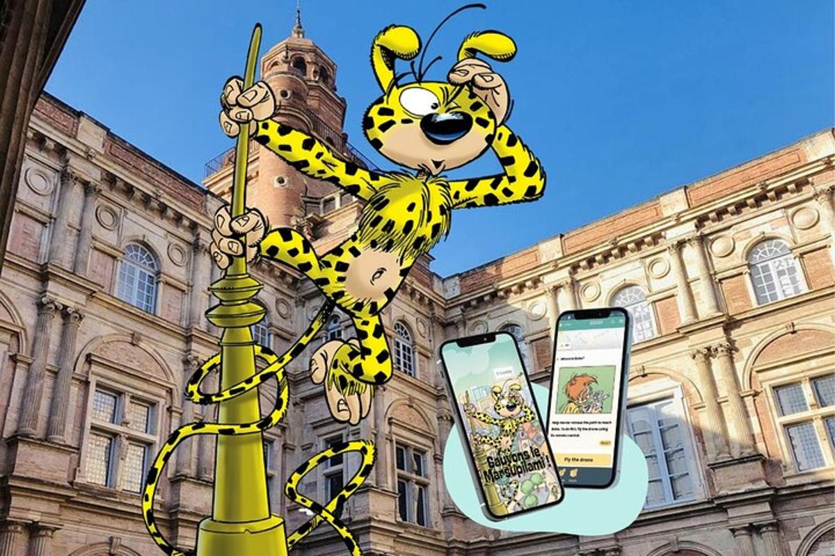 a stuffed animal on a pole next to a cell phone