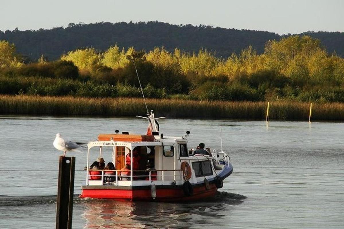 a boat in the water with people on it