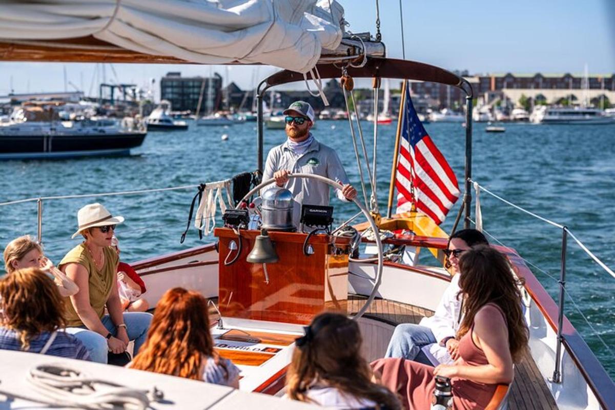 a group of people on a boat in the water
