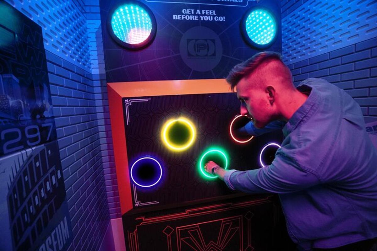a man is playing a game on a machine