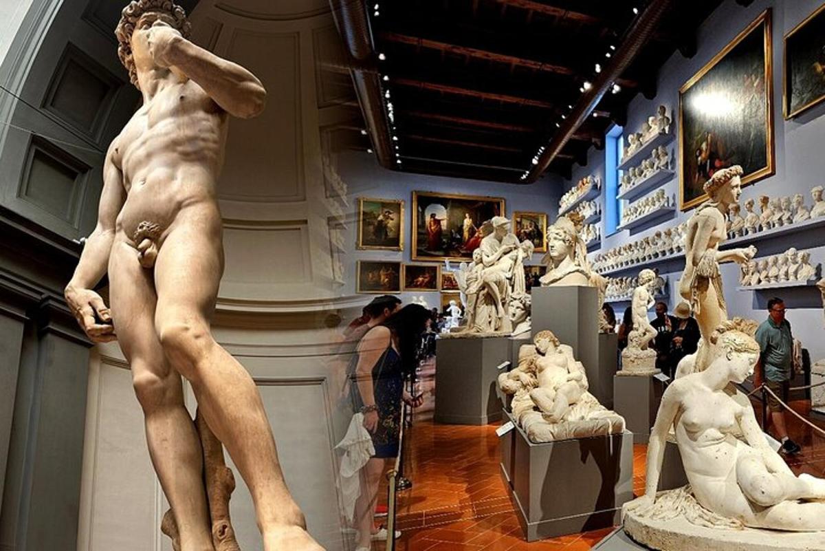 sebuah museum dengan patung seorang pria dan patung-patung