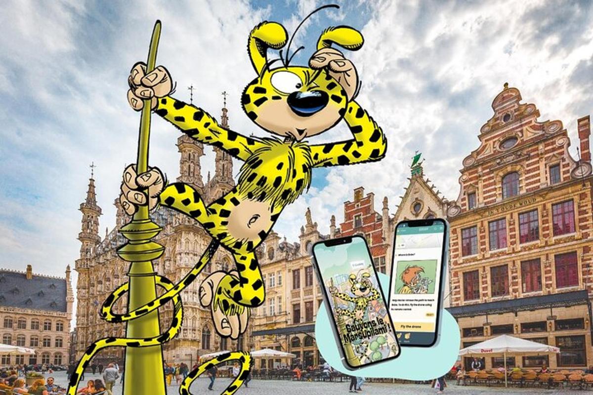 kreslený tygr na tyči vedle mobilního telefonu