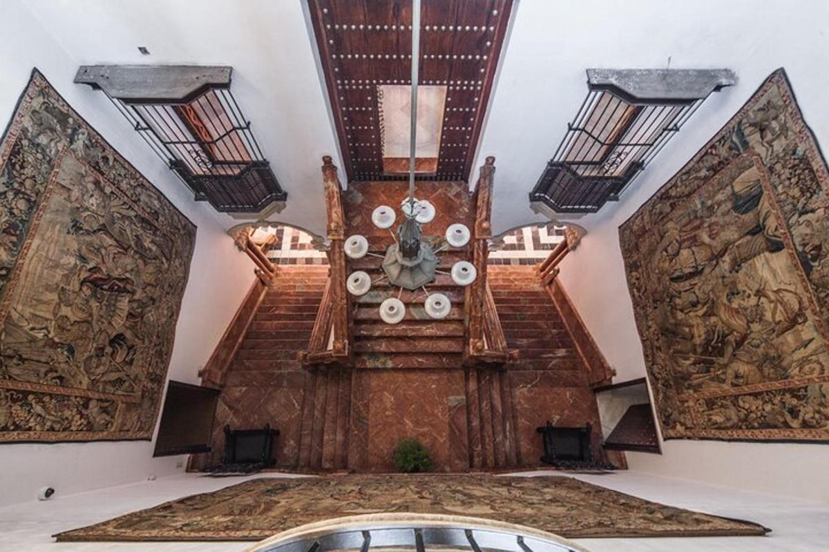 a room with a large clock on the wall