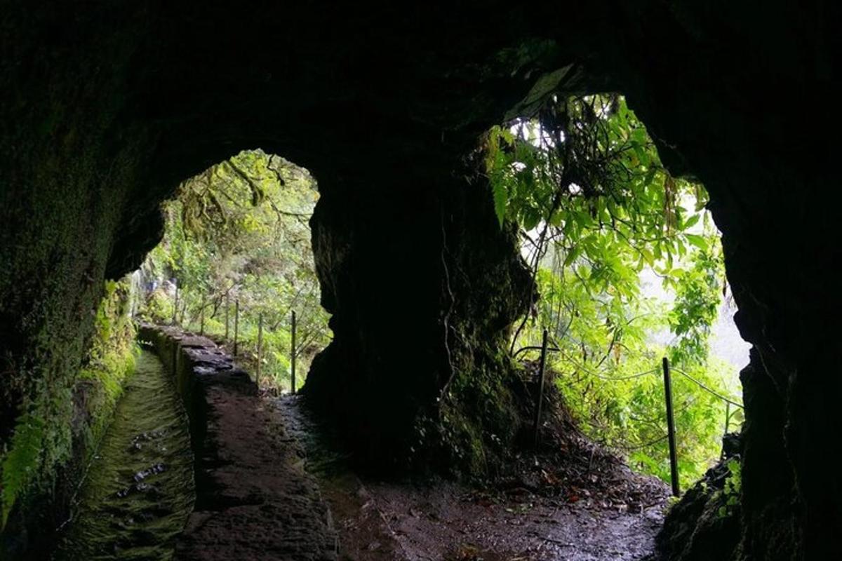 Una cueva oscura con un camino en ella