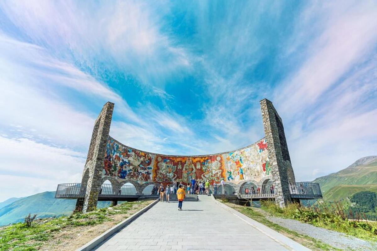 a bridge with a bunch of flags on it