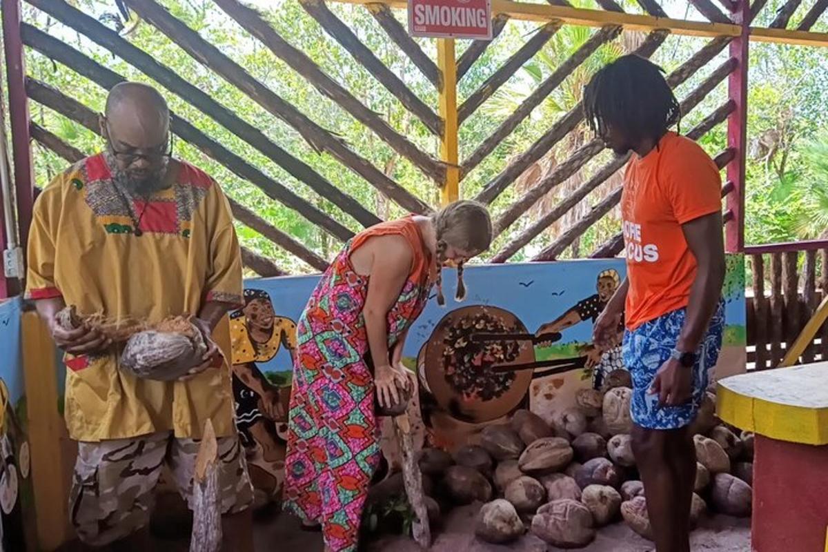 a group of people standing in a tent