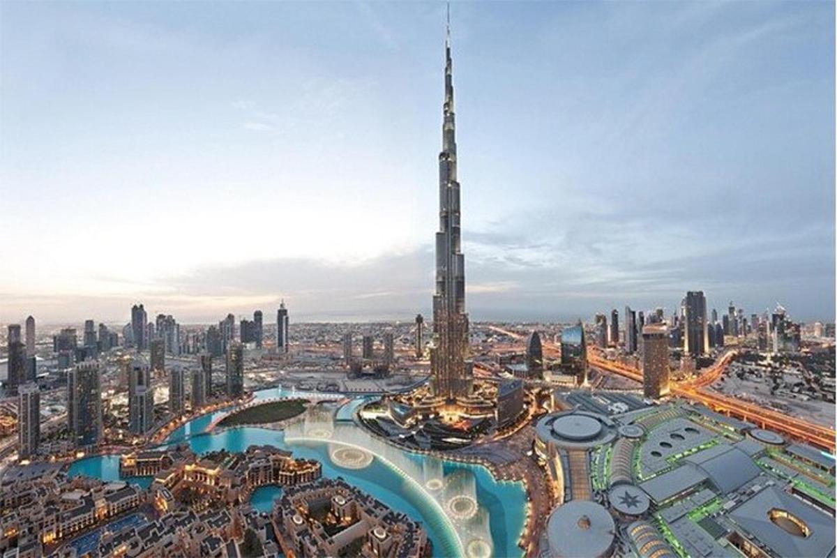 a rendering of the dubai skyline with the burj khalifa