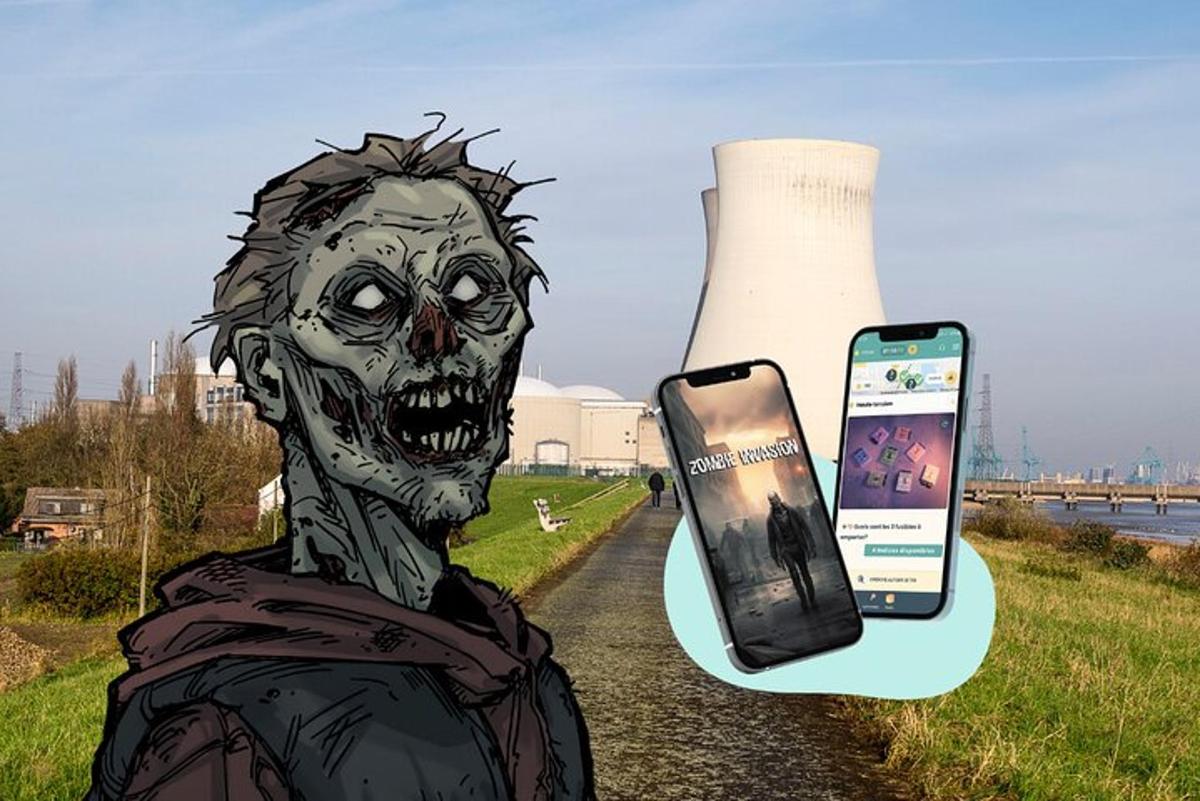 un disegno di uno scheletro accanto a un telefono cellulare