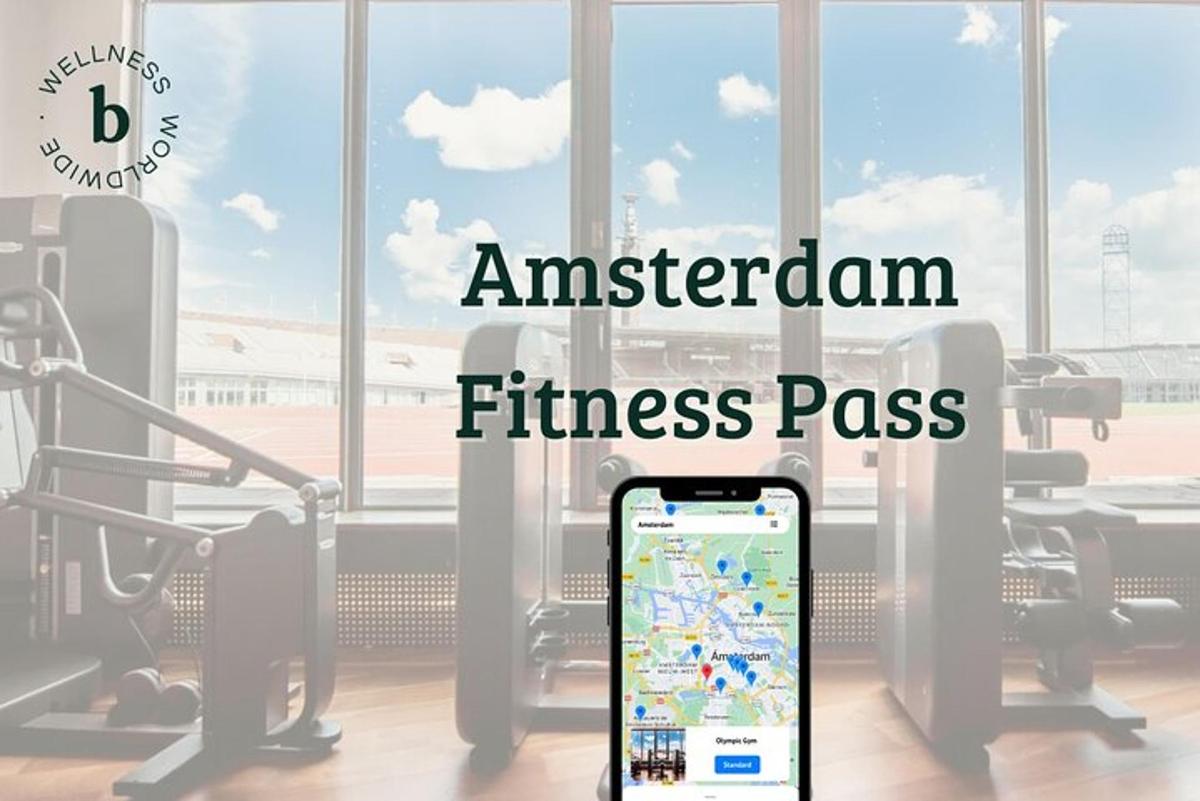 en mobiltelefon i et fitnesscenter med ordene "american fitness pass"