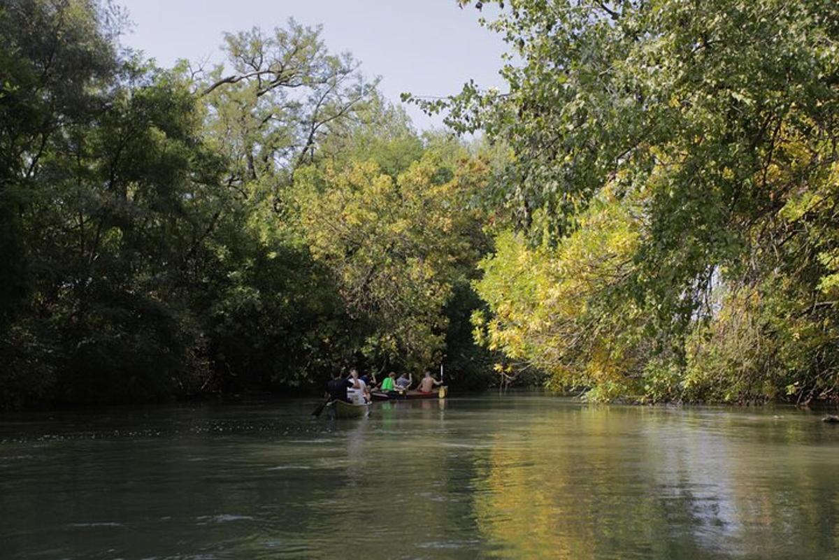 μια ομάδα ανθρώπων σε μια βάρκα σε ένα ποτάμι