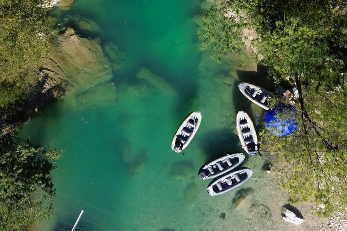 a group of boats parked in the water