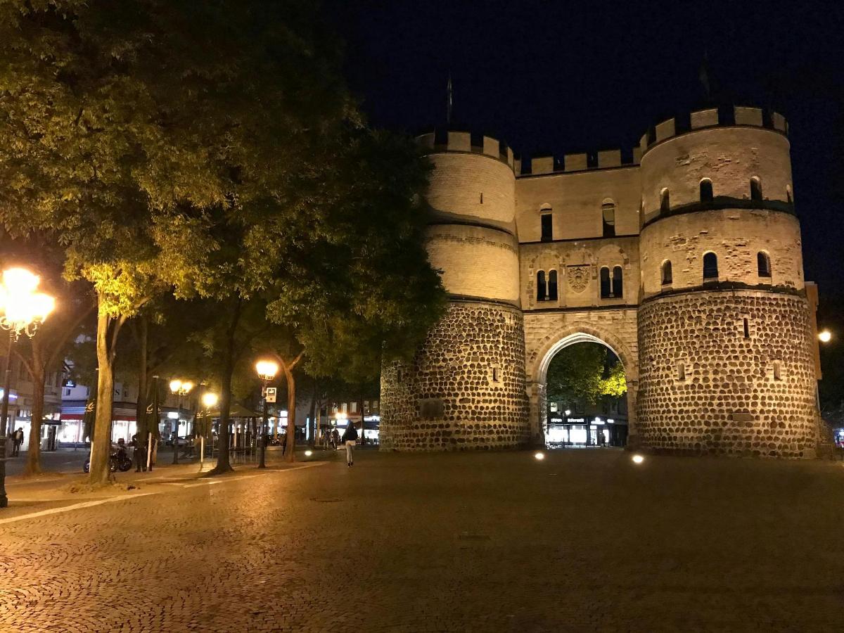 un castello di notte con una strada di fronte