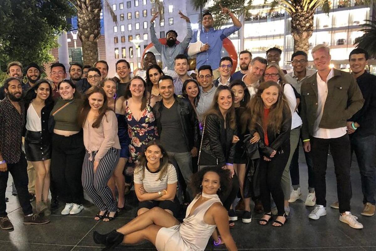 a large group of people posing for a picture