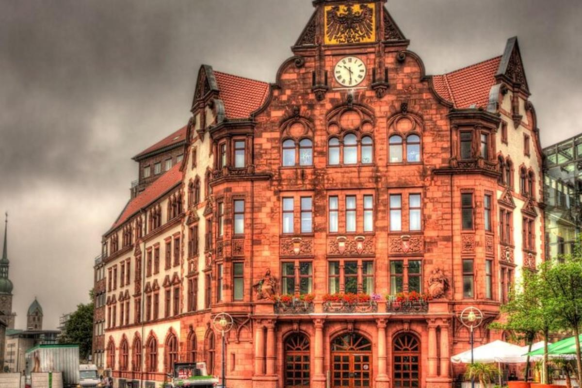 a large brick building with a clock tower on it