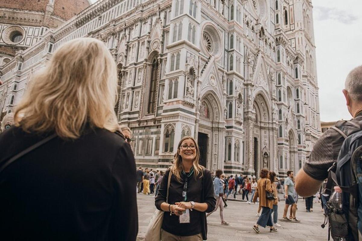 a group of people standing in front of a building